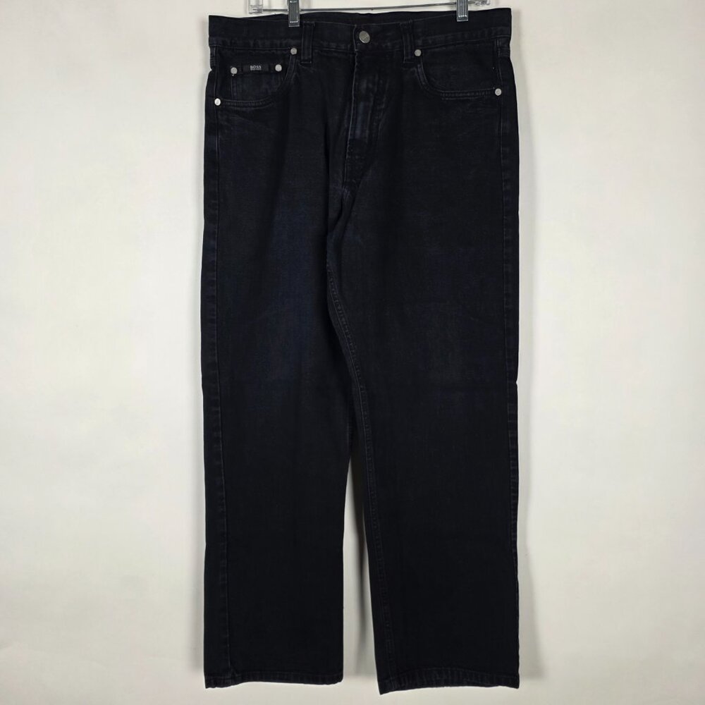 Hugo Boss Alabama Straight 100% Cotton Mens 36x30 Black Denim Jeans